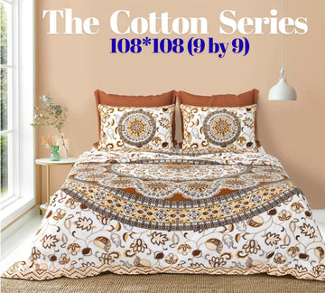 Cotton designer king size bedsheet with 2 pillow cover