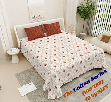 Cotton designer king size bedsheet with 2 pillow cover
