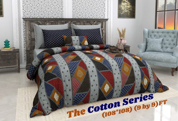 Cotton designer king size bedsheet with 2 pillow cover
