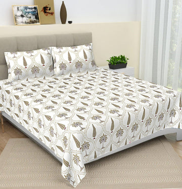 100% Pure cotton hand block primium quality bedsheet with 2 pillow cover