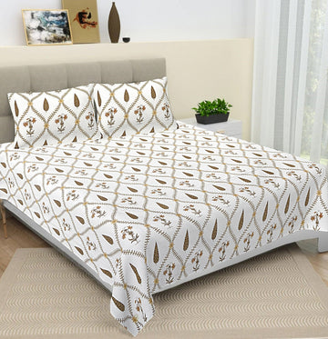100% Pure cotton hand block primium quality bedsheet with 2 pillow cover