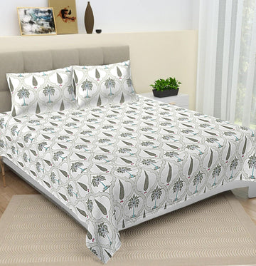 100% Pure cotton hand block primium quality bedsheet with 2 pillow cover