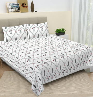 100% Pure cotton hand block primium quality bedsheet with 2 pillow cover