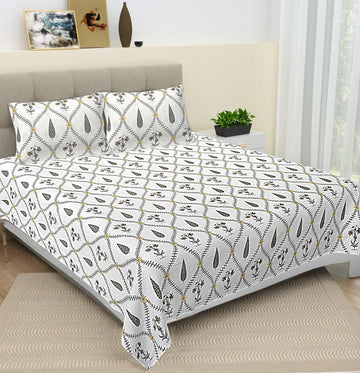 100% Pure cotton hand block primium quality bedsheet with 2 pillow cover