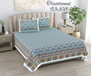 100%pure cotton traditional design bedsheet with 2 pillow cover