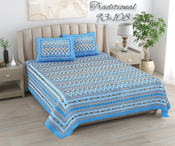 100%pure cotton traditional design bedsheet with 2 pillow cover