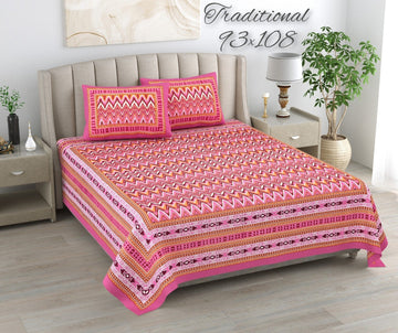 100%pure cotton traditional design bedsheet with 2 pillow cover