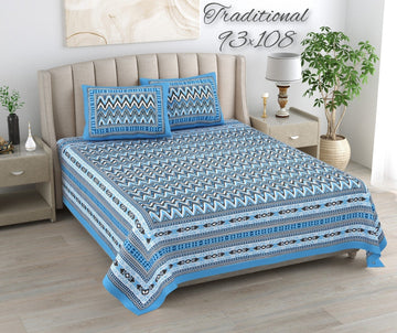 100%pure cotton traditional design bedsheet with 2 pillow cover