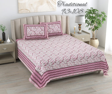 100%pure cotton traditional design bedsheet with 2 pillow cover