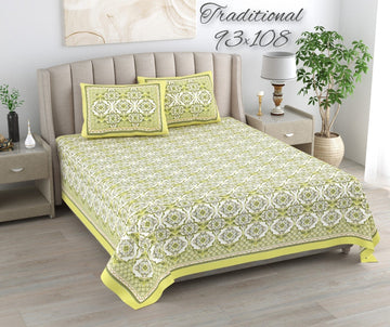 100%pure cotton traditional design bedsheet with 2 pillow cover