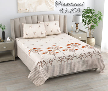 100%pure cotton traditional design bedsheet with 2 pillow cover