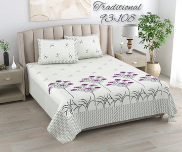 100%pure cotton traditional design bedsheet with 2 pillow cover