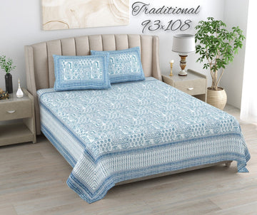 100%pure cotton traditional design bedsheet with 2 pillow cover