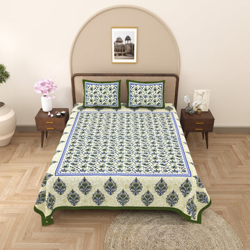 100%pure cotton traditional design bedsheet with 2 pillow cover