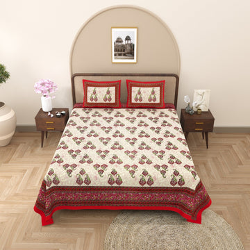100%pure cotton traditional design bedsheet with 2 pillow cover