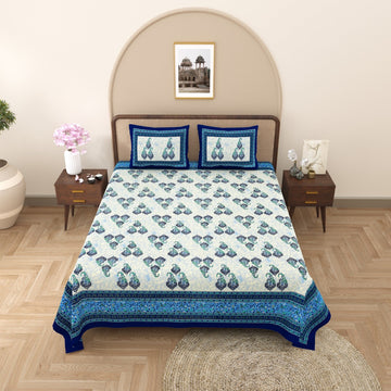 100%pure cotton traditional design bedsheet with 2 pillow cover