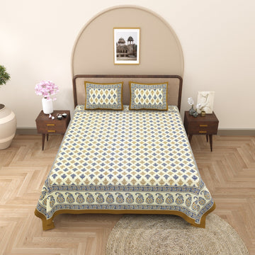 100%pure cotton traditional design bedsheet with 2 pillow cover