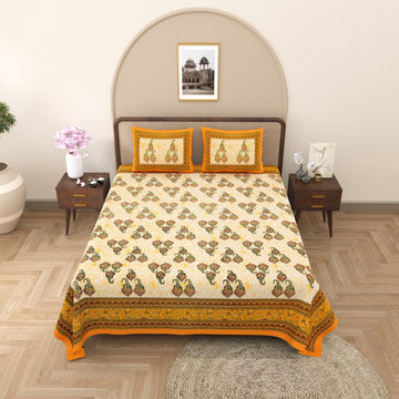100%pure cotton traditional design bedsheet with 2 pillow cover