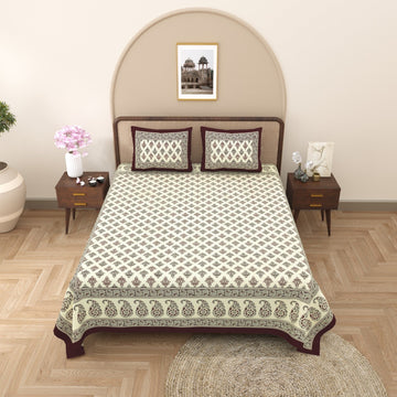 100%pure cotton traditional design bedsheet with 2 pillow cover