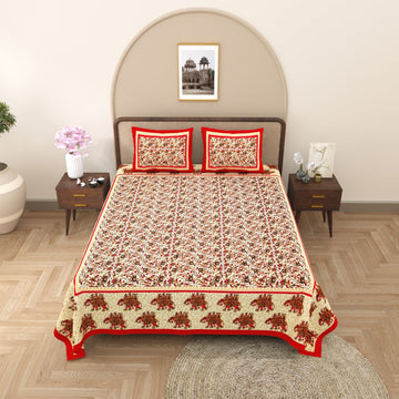 100%pure cotton traditional design bedsheet with 2 pillow cover