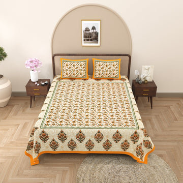 100%pure cotton traditional design bedsheet with 2 pillow cover