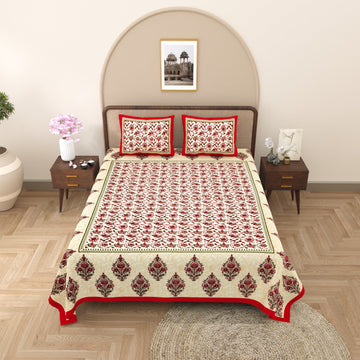 100%pure cotton traditional design bedsheet with 2 pillow cover