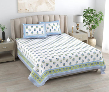 100%pure cotton traditional design bedsheet with 2 pillow cover