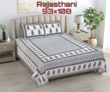 100%pure cotton traditional design bedsheet with 2 pillow cover