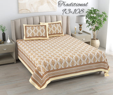 100%pure cotton traditional design bedsheet with 2 pillow cover