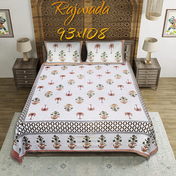 100%pure cotton traditional design bedsheet with 2 pillow cover