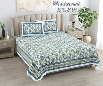 100%pure cotton traditional design bedsheet with 2 pillow cover