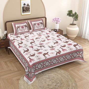 100%pure cotton traditional design bedsheet with 2 pillow cover