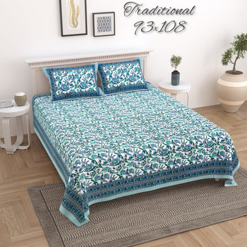 100%pure cotton traditional design bedsheet with 2 pillow cover