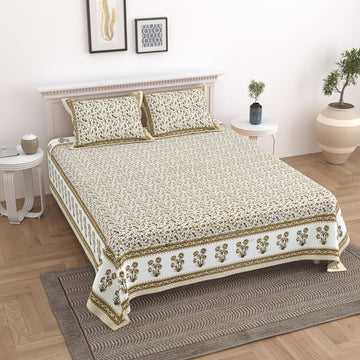 100%pure cotton traditional design bedsheet with 2 pillow cover