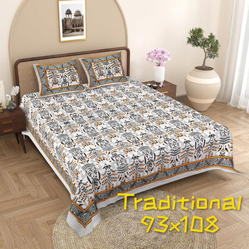 100%pure cotton traditional design bedsheet with 2 pillow cover
